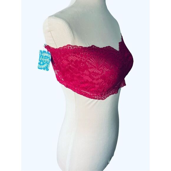 Intimately Free People Women's M Strapless Lace Bandeau Bralette Burgundy Red - Picture 3 of 12